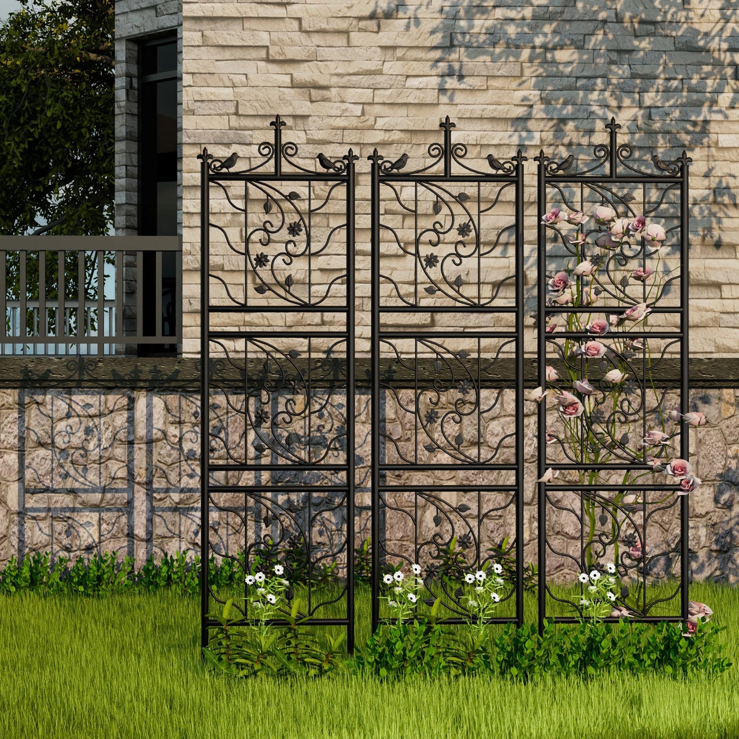 Garden Trellis Decorative Outdoor Metal Fence Panel For Climbing Plants