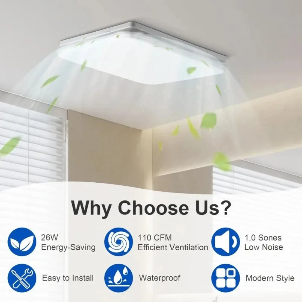 Bathroom Exhaust Fan 110 CFM Quiet Ceiling Mount Ventilation