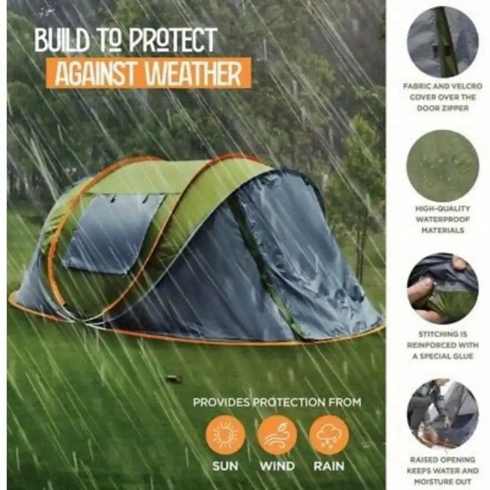 Camping Tent Easy Pop Up With Two Doors Waterproof Shelter