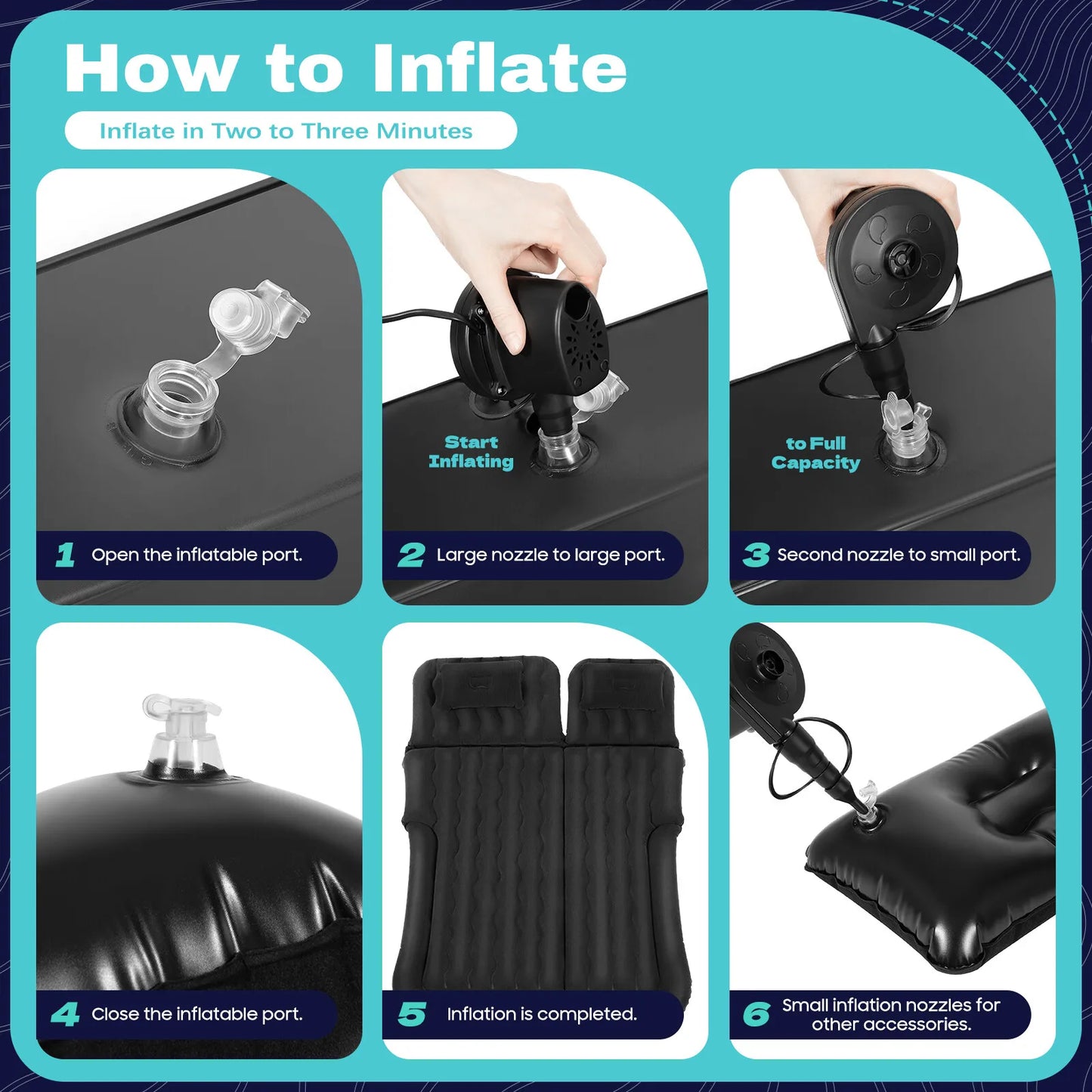 Heavy Duty Car Air Mattress With Pump And Headrests