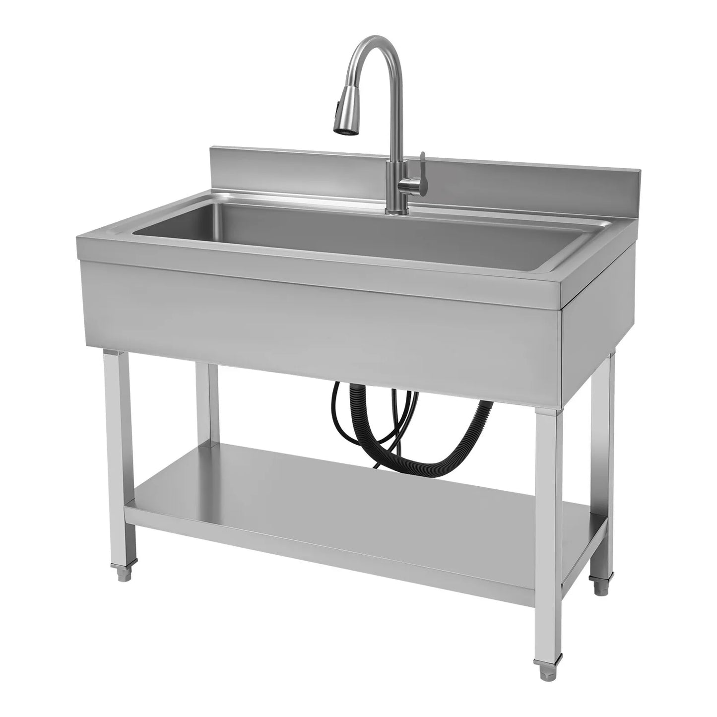 Bymaocar 201 Stainless Steel Utility Sink With Faucet Single Bowl