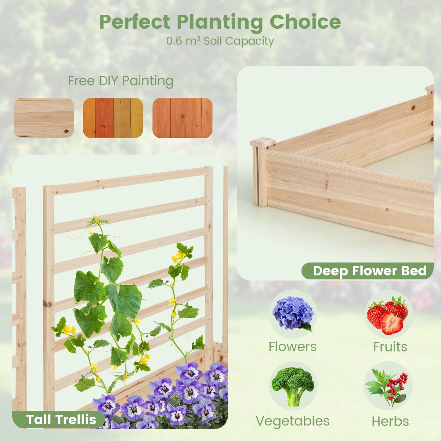 LIFEZEAL Wooden Raised Garden Bed Planter Box For Outdoor Garden