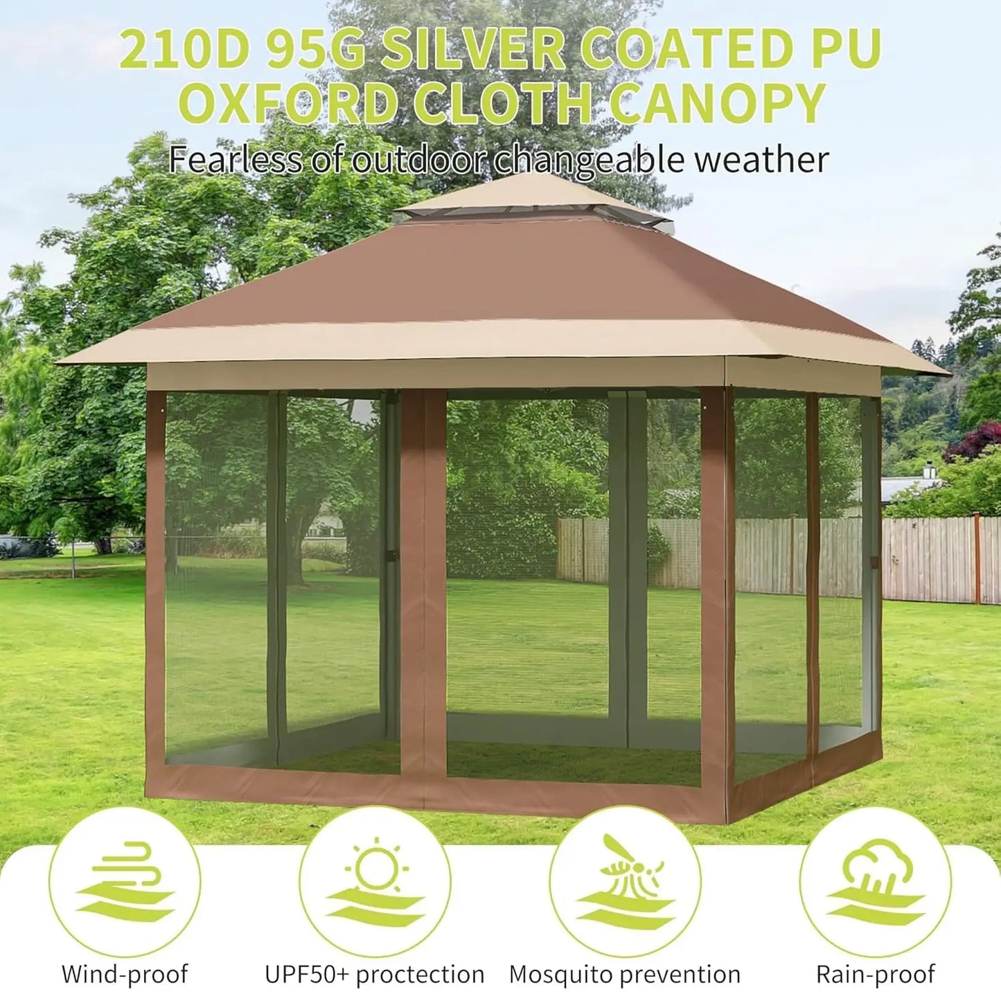 Outdoor Pop Up Gazebo With Mosquito Net Privacy Curtains Waterproof