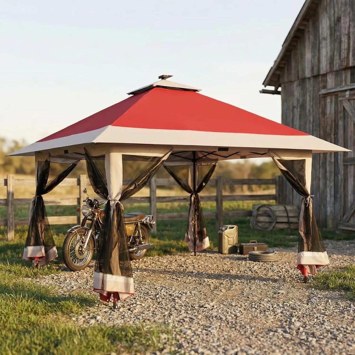Outdoor Pop Up Gazebo With Mosquito Net Privacy Curtains Waterproof