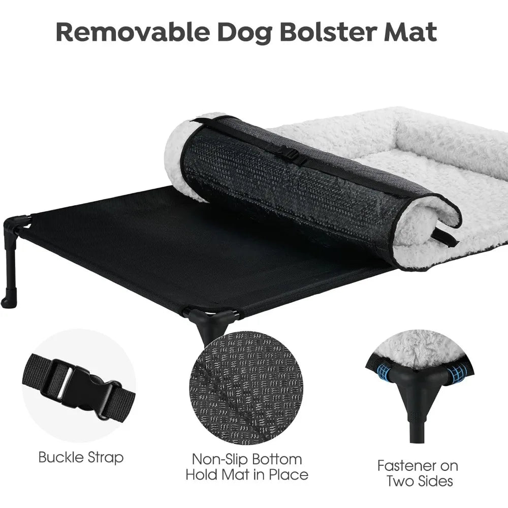 DAFIFY Elevated Cooling Dog Bed With Removable Plush Washable Bolster