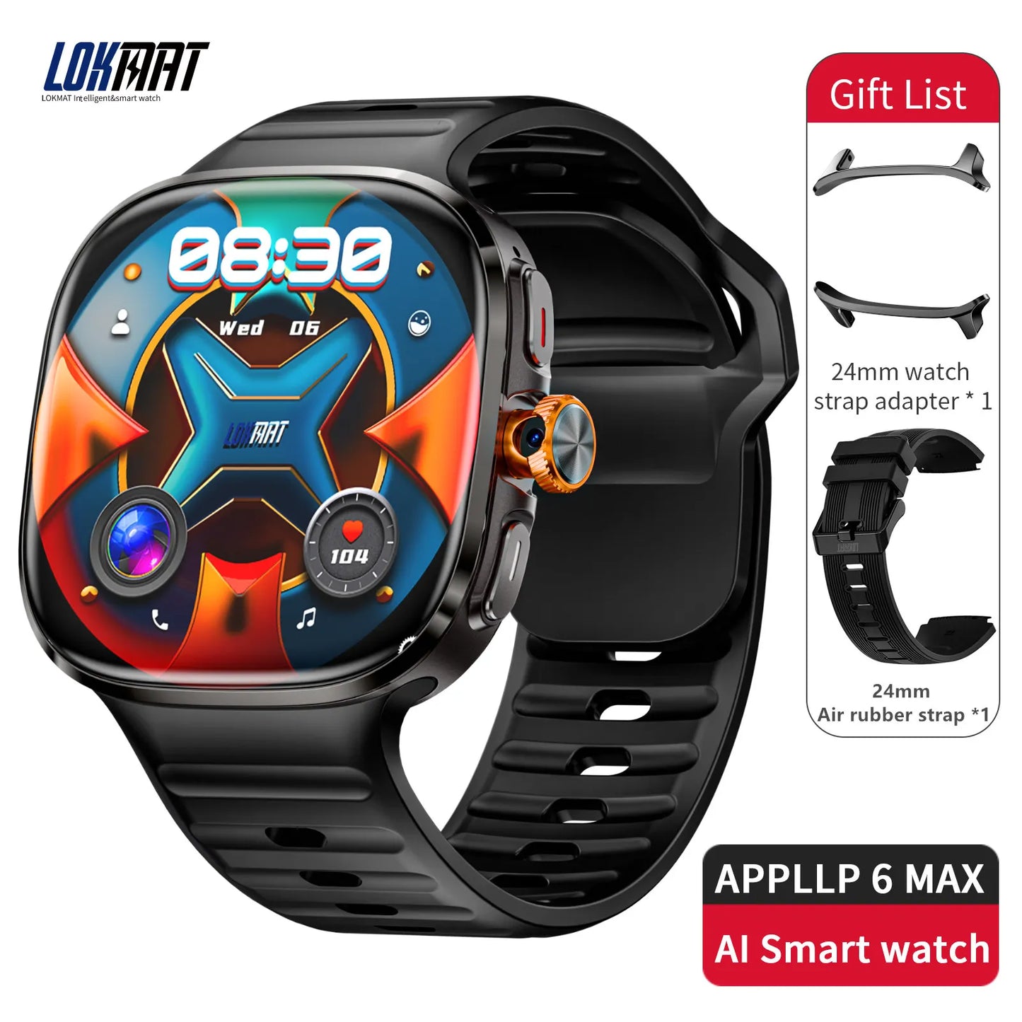 LOKMAT APPLLP 6 MAX Android Smartwatch With AI Translation Camera