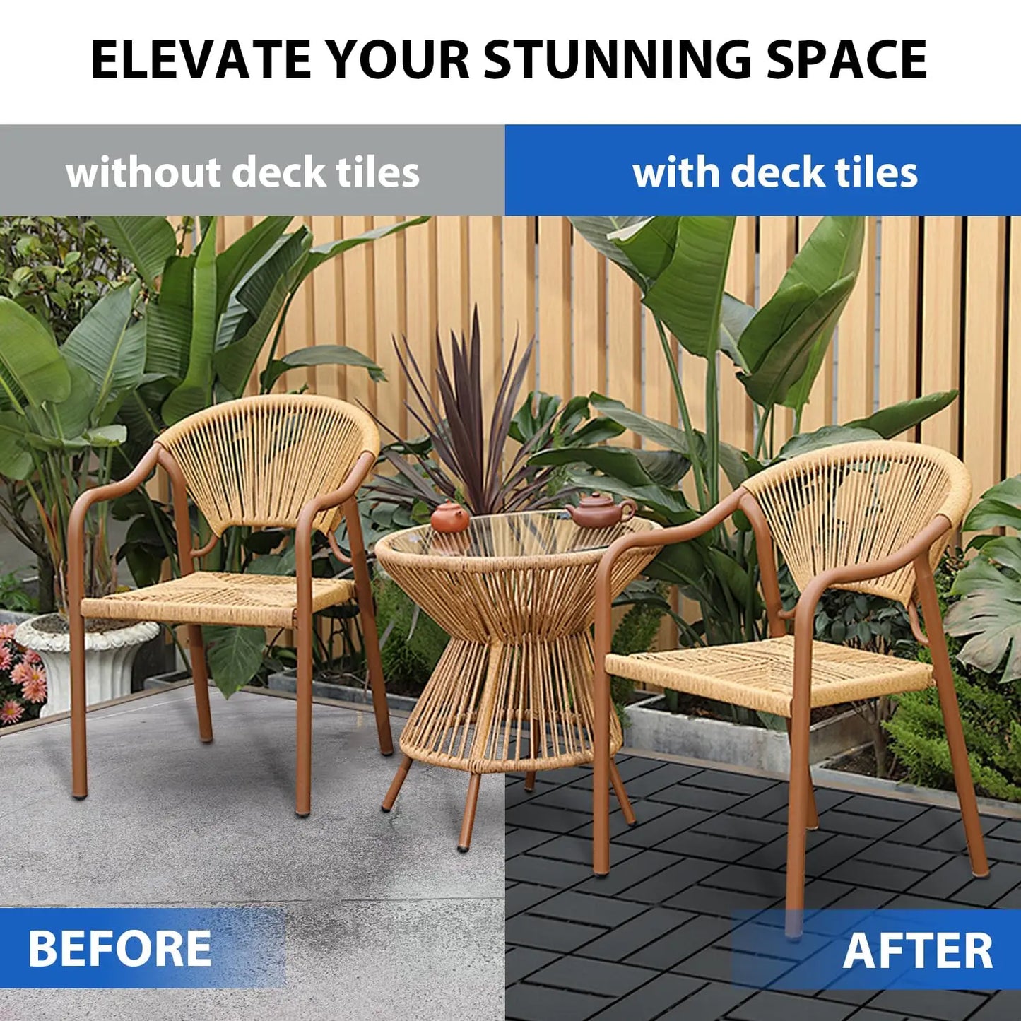 44-Piece Interlocking Plastic Floor Tiles For Garden And Patio