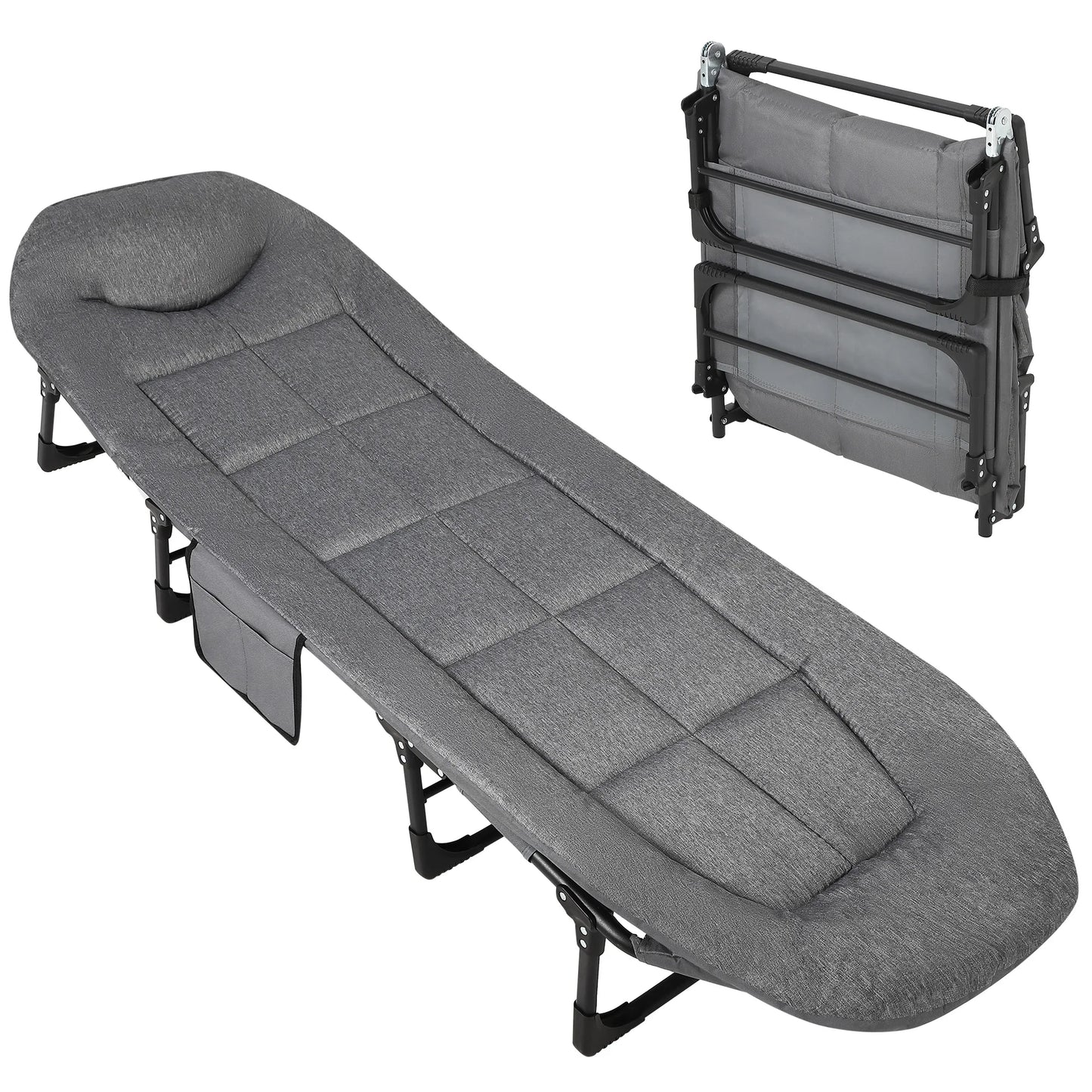 TWISTER.CK Portable Folding Bed With Cushion And Pillow 500 Lbs Outdoors