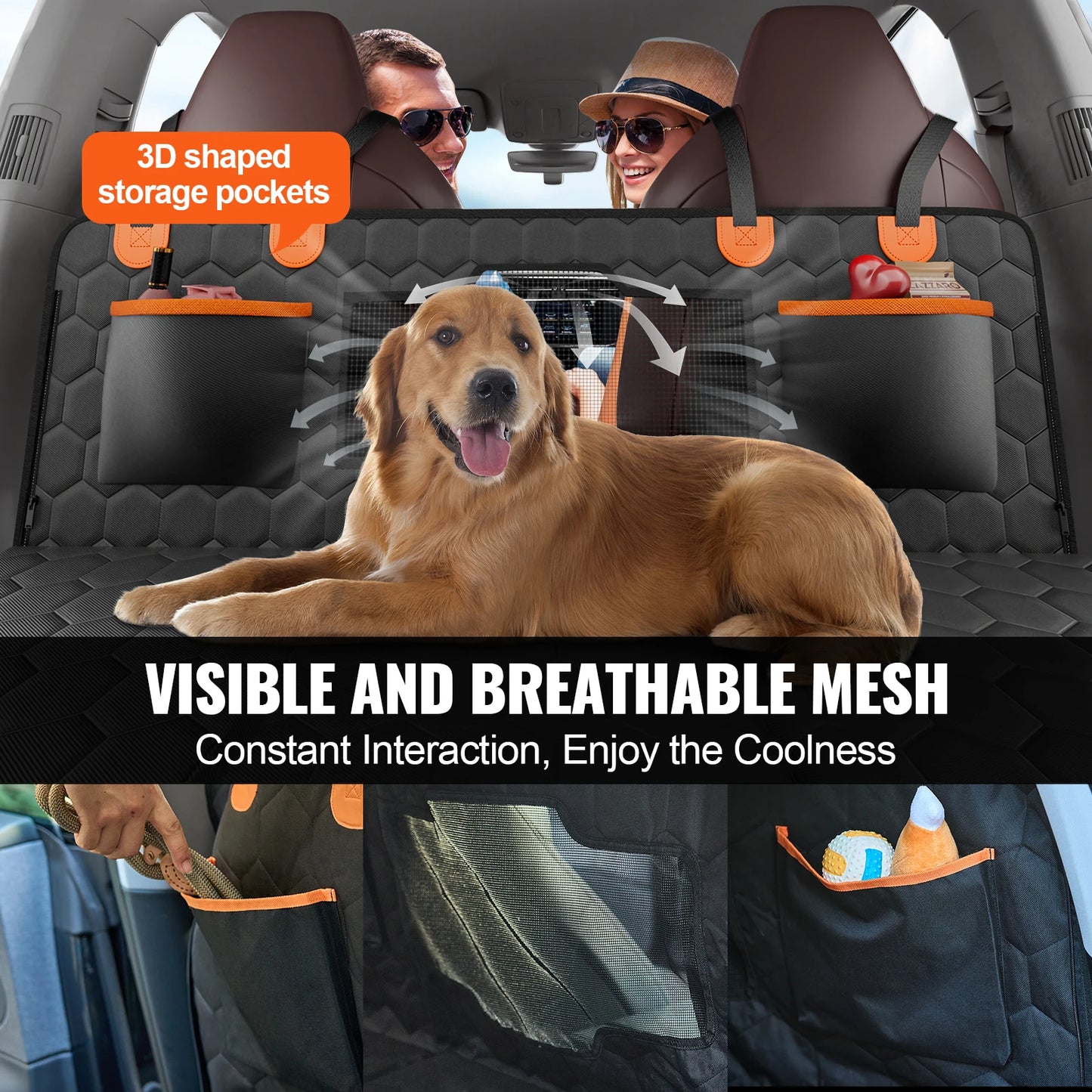 SucceBuy Back Seat Extender Dog Car Seat Cover Hammock With Storage Pocket