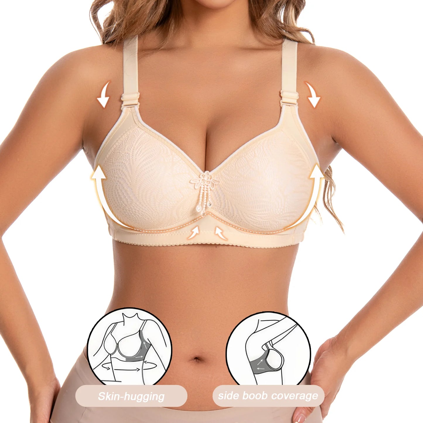 Hicloth Seamless Wireless Push Up Bra Tassel Decor