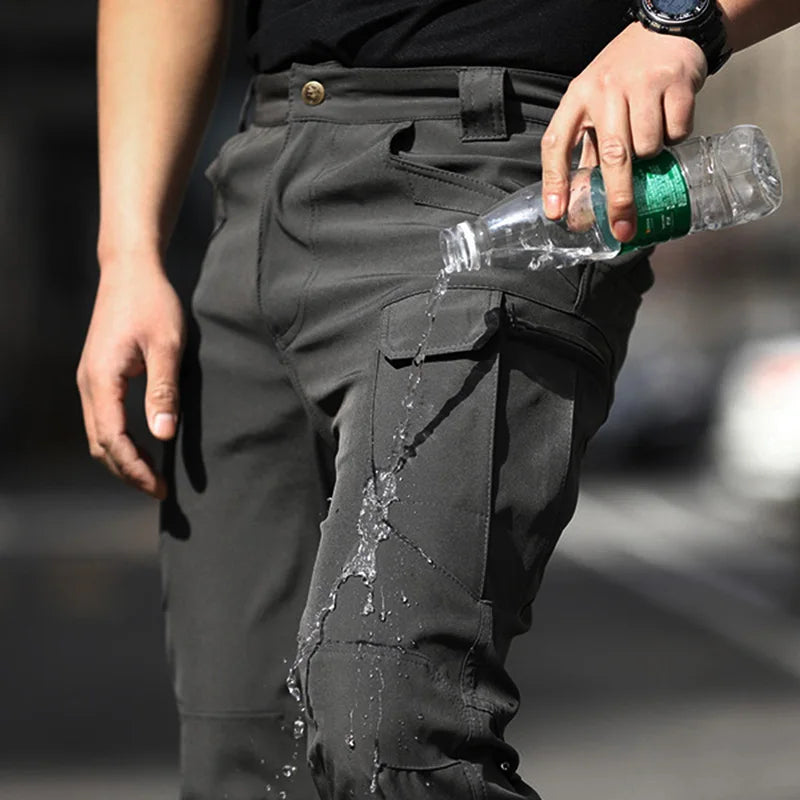 Hirigin Men's Cargo Pants Solid Multi Pocket Waterproof Trousers