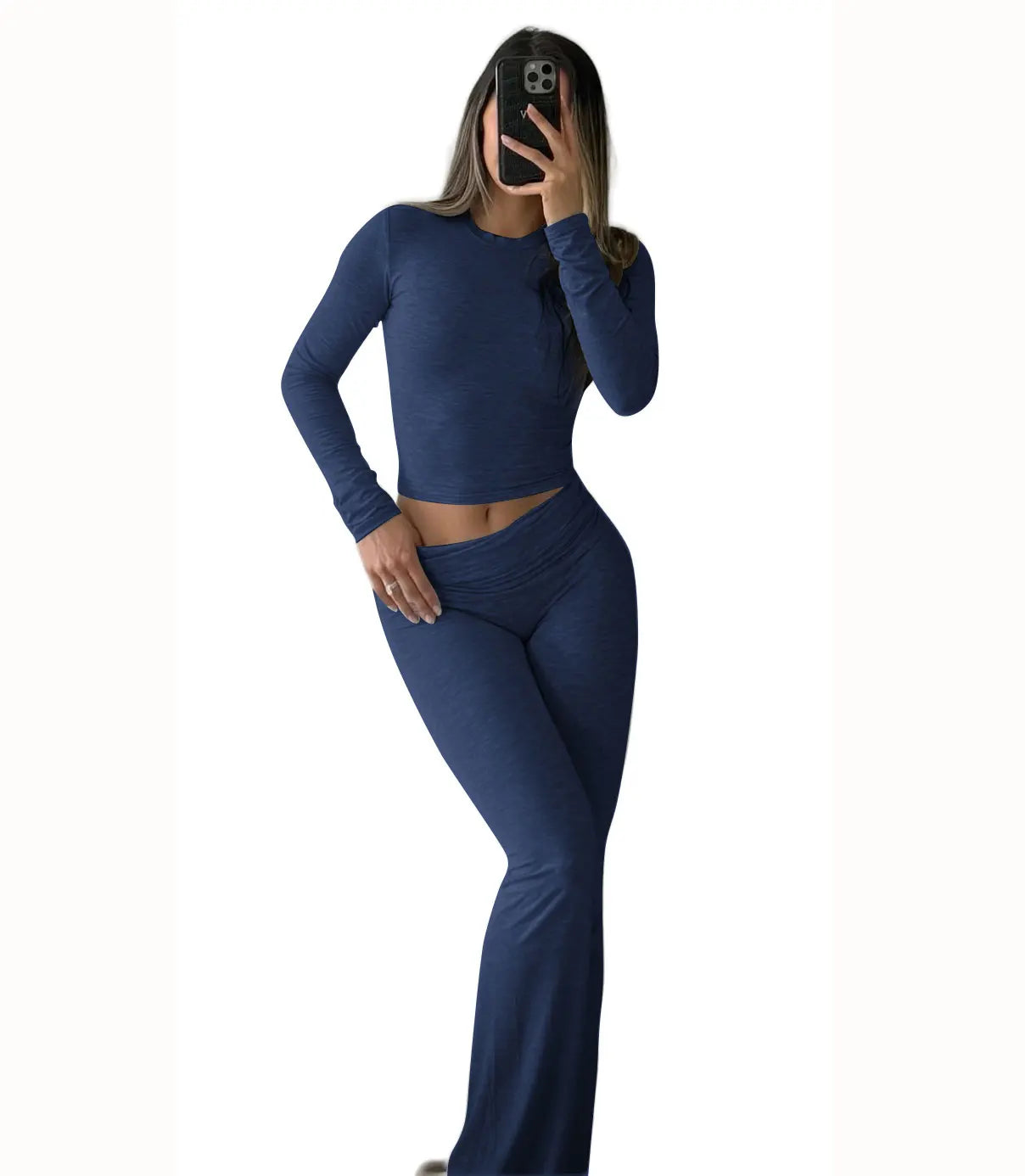Women's Yoga Two-Piece Long Sleeve Wide-Leg Activewear Set