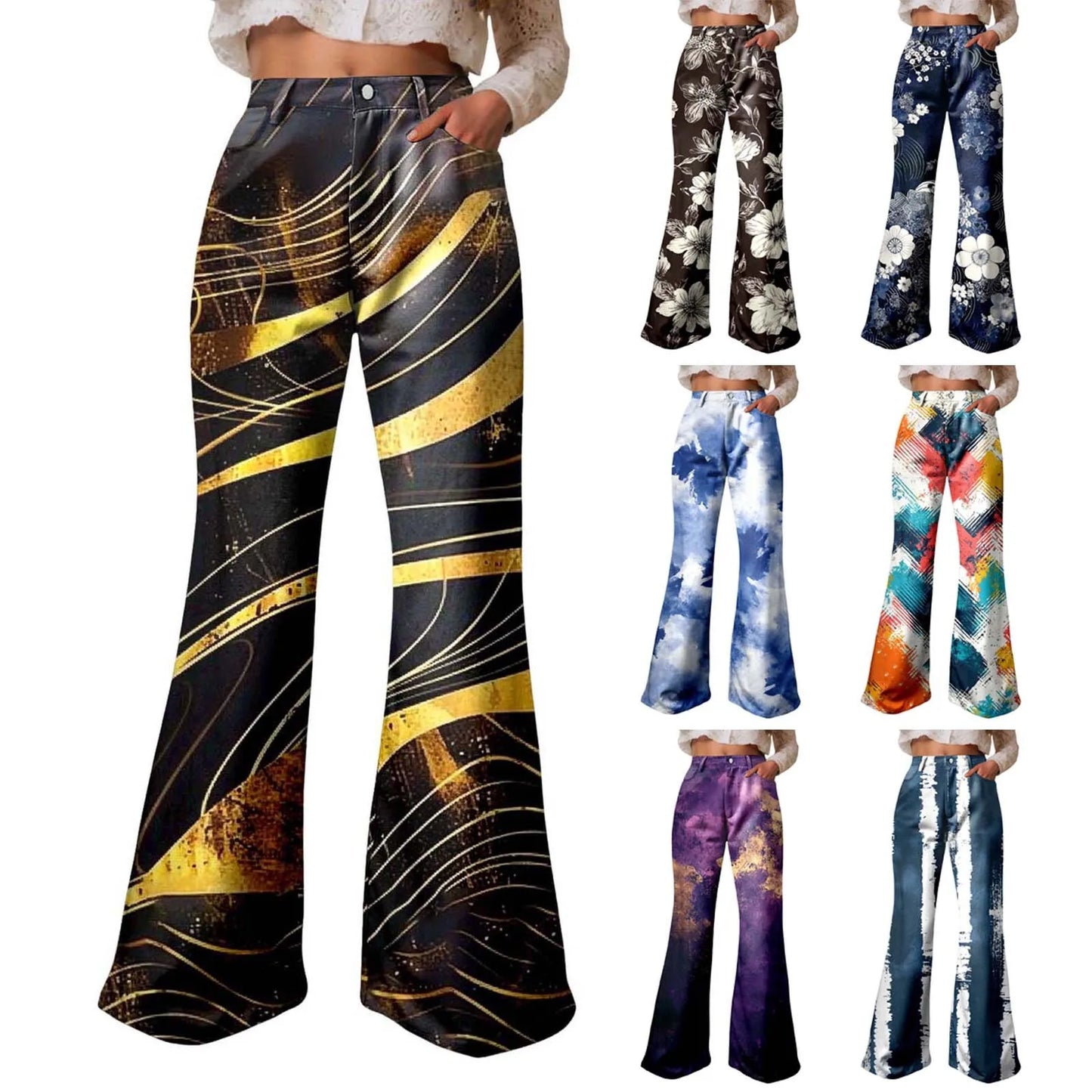 Women High Waist Baggy Boyfriend Jeans Wide Leg Denim Vintage