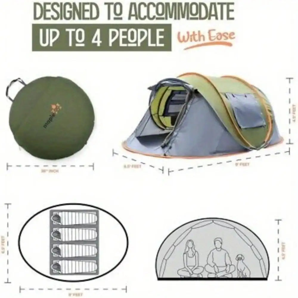 Camping Tent Easy Pop Up With Two Doors Waterproof Shelter