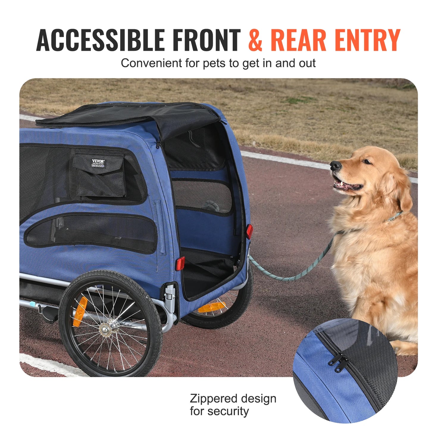 Pet Bike Trailer Carrier For Dogs Collapsible Reflectors And Flag