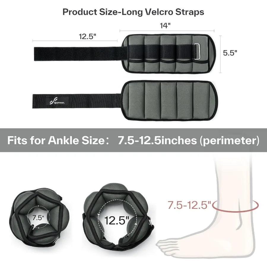 LISM Adjustable Ankle Weights 1 Pair 2 4 6 8 10 Lbs For Gym