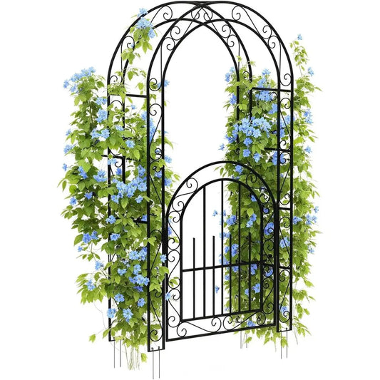 Elegant Garden Trellis And Wedding Arch With Gate Iron Decorative