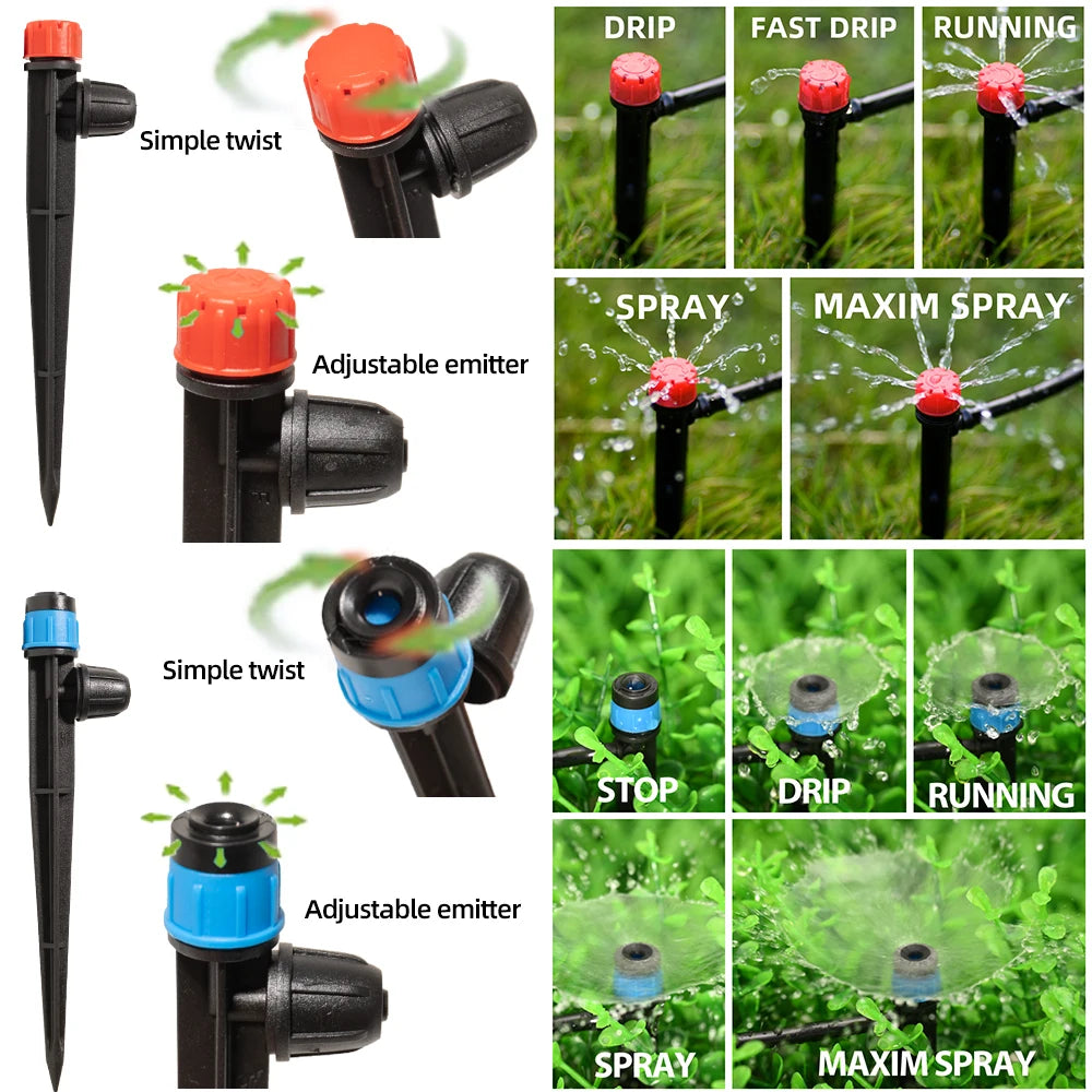 Main Line Drip Irrigation System With Adjustable Drippers Garden Kit
