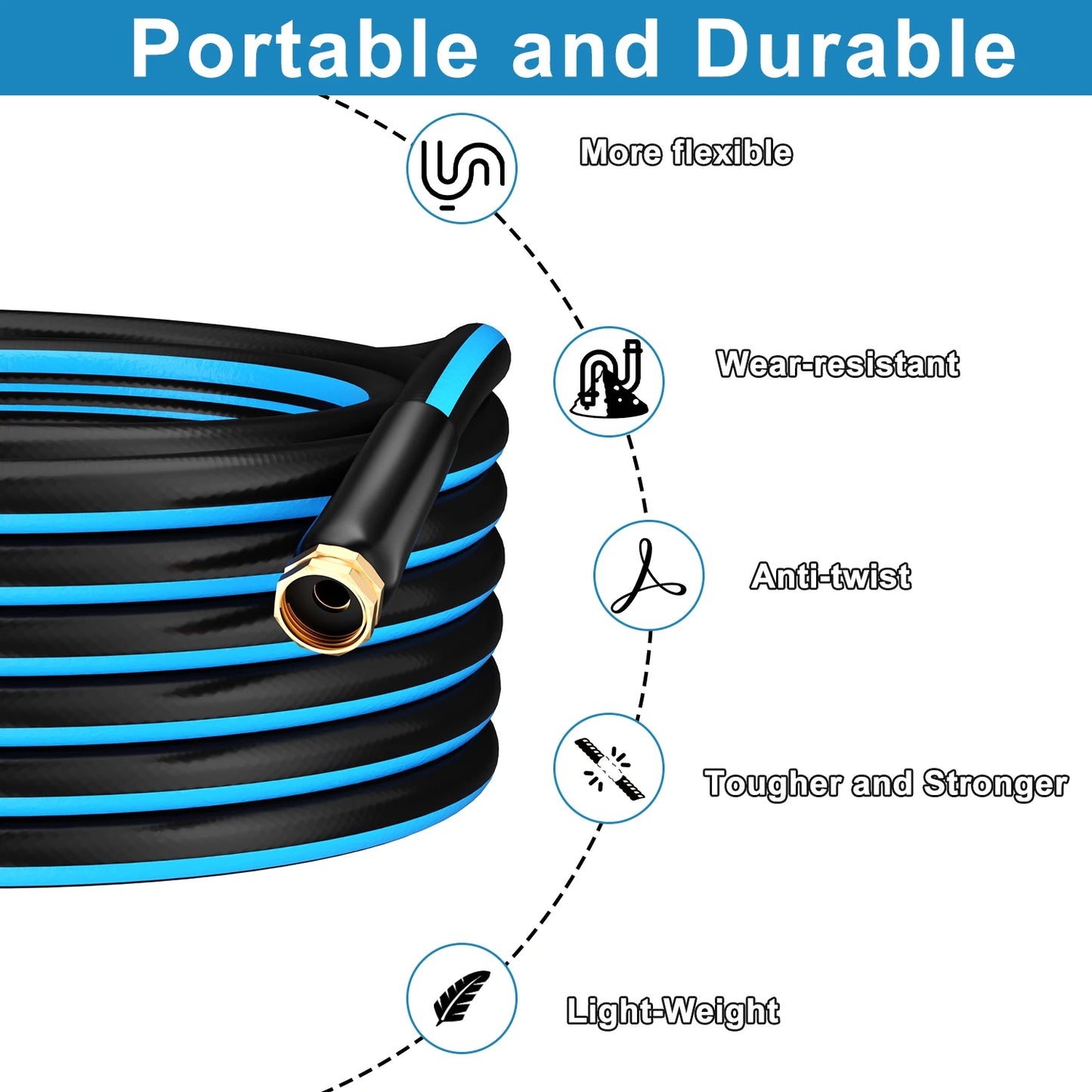 GardenJoy PVC Garden Hose Heavy Duty Durable Outdoor Irrigation