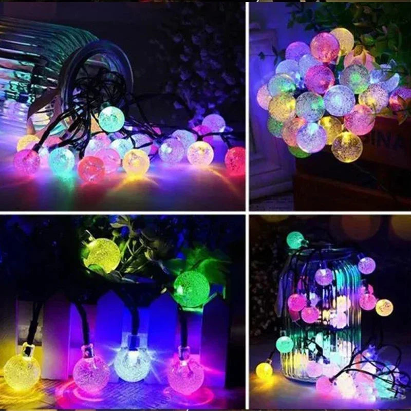 Solar Outdoor String Lights Crystal Fairy Garland 8 Modes Waterproof