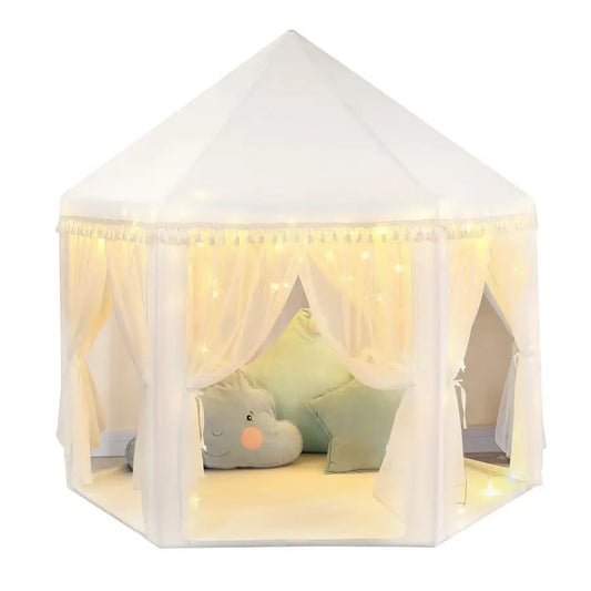 Princess Tent For Girls Playhouse With Tassel Decor Star Lights