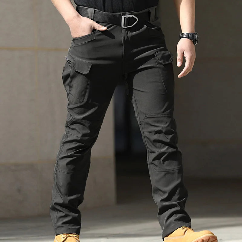 Hirigin Men's Cargo Pants Solid Multi Pocket Waterproof Trousers