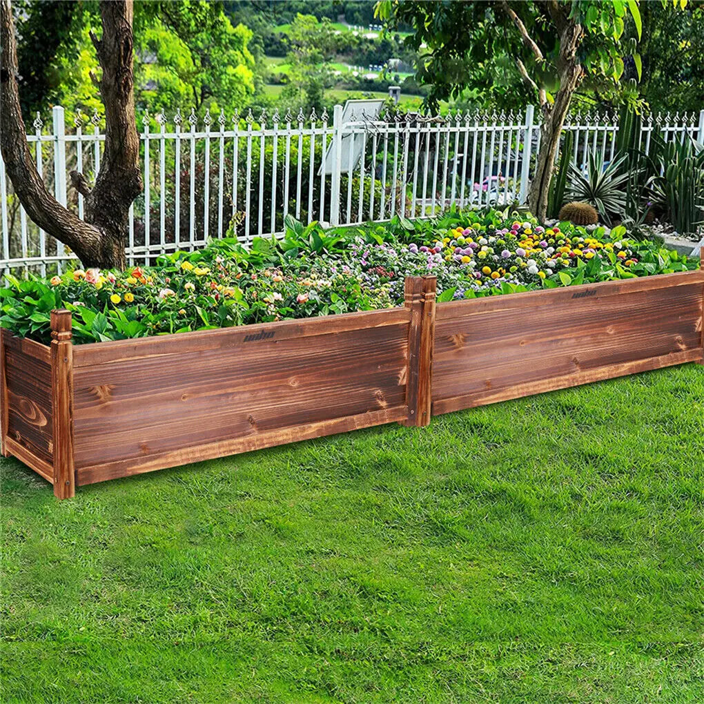 Wood Planter Box Outdoor Raised Garden Planter Bed For Flowers