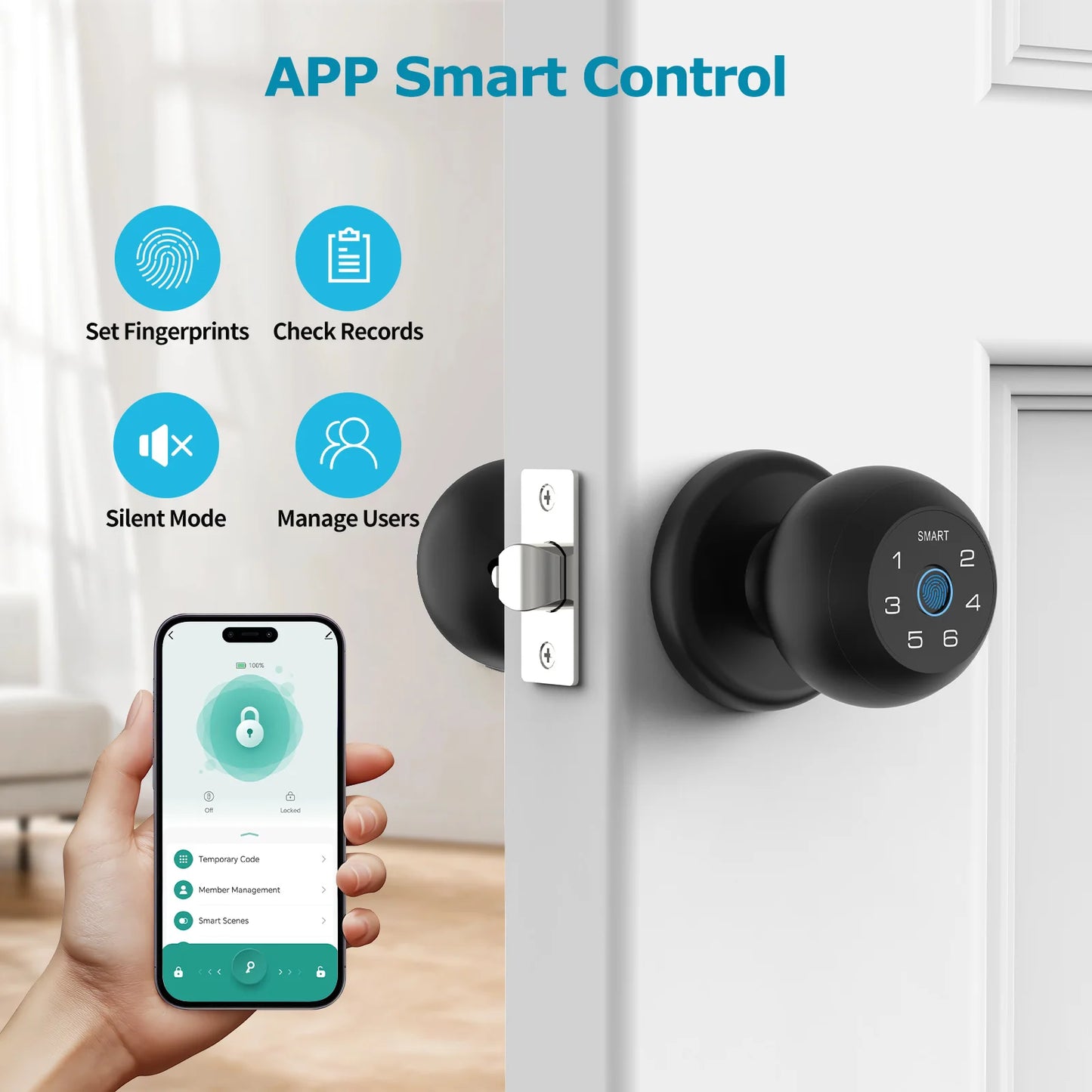 Viladepot Ball Shaped Smart Lock Fingerprint And App Controlled