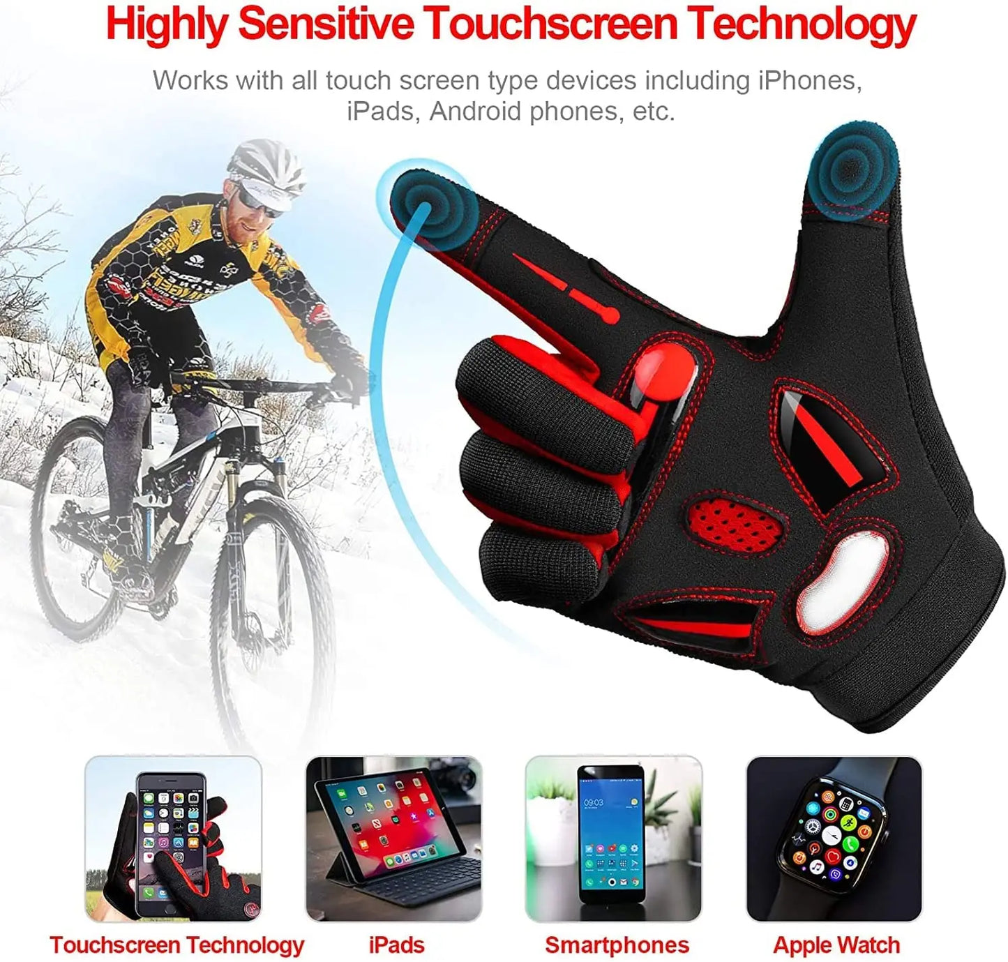 MOREOK Racing Gloves Breathable MTB Cycling Non Slip Touch Screen