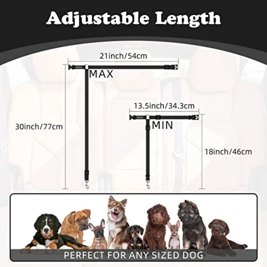 Two Pack Dog Cat Safety Seat Belt Straps Car Headrest Restraint Adjustable Nylon