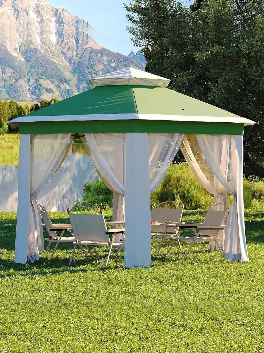 Outdoor Pop Up Gazebo With Mosquito Net Privacy Curtains Waterproof