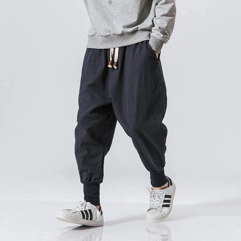 FURCW Cotton Linen Harem Pants For Men Streetwear Baggy DropCrotch