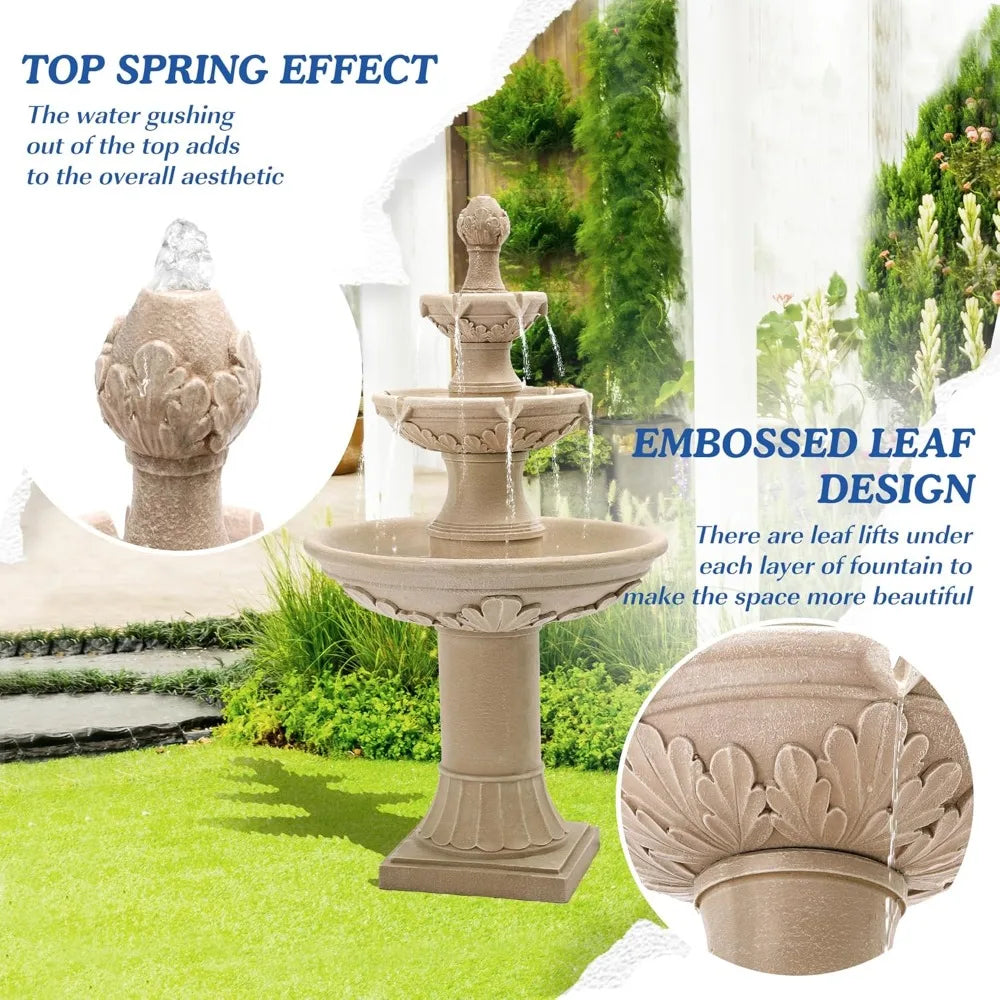 DAFIFY Outdoor Water Fountain Garden Cascading Floor Waterfall