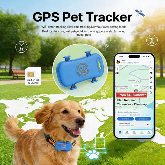 GPS Pet Tracker 4G For Dogs And Cats Built In SIM Real Time Tracking