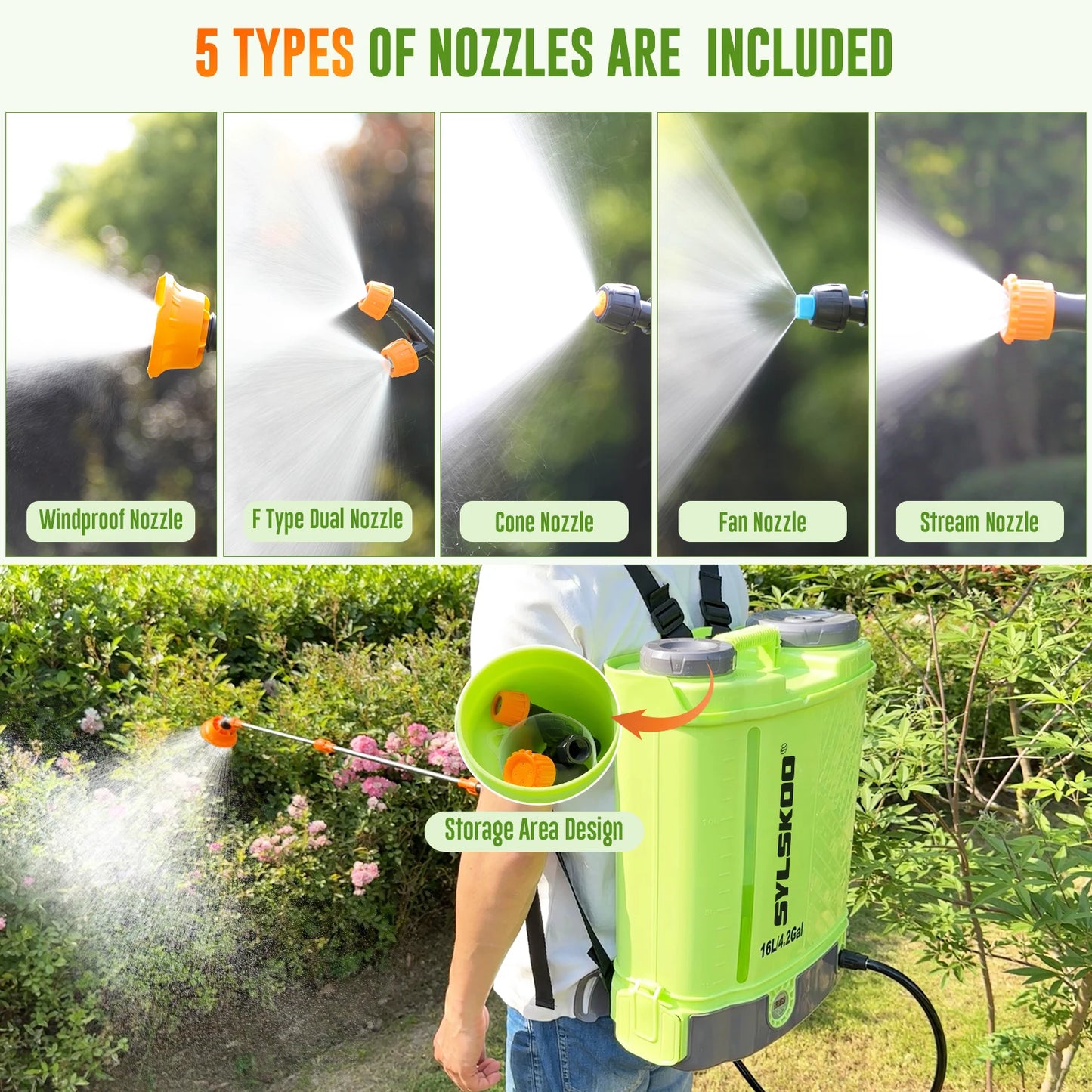 Electric Yard Sprayer 100 PSI With Five Nozzles