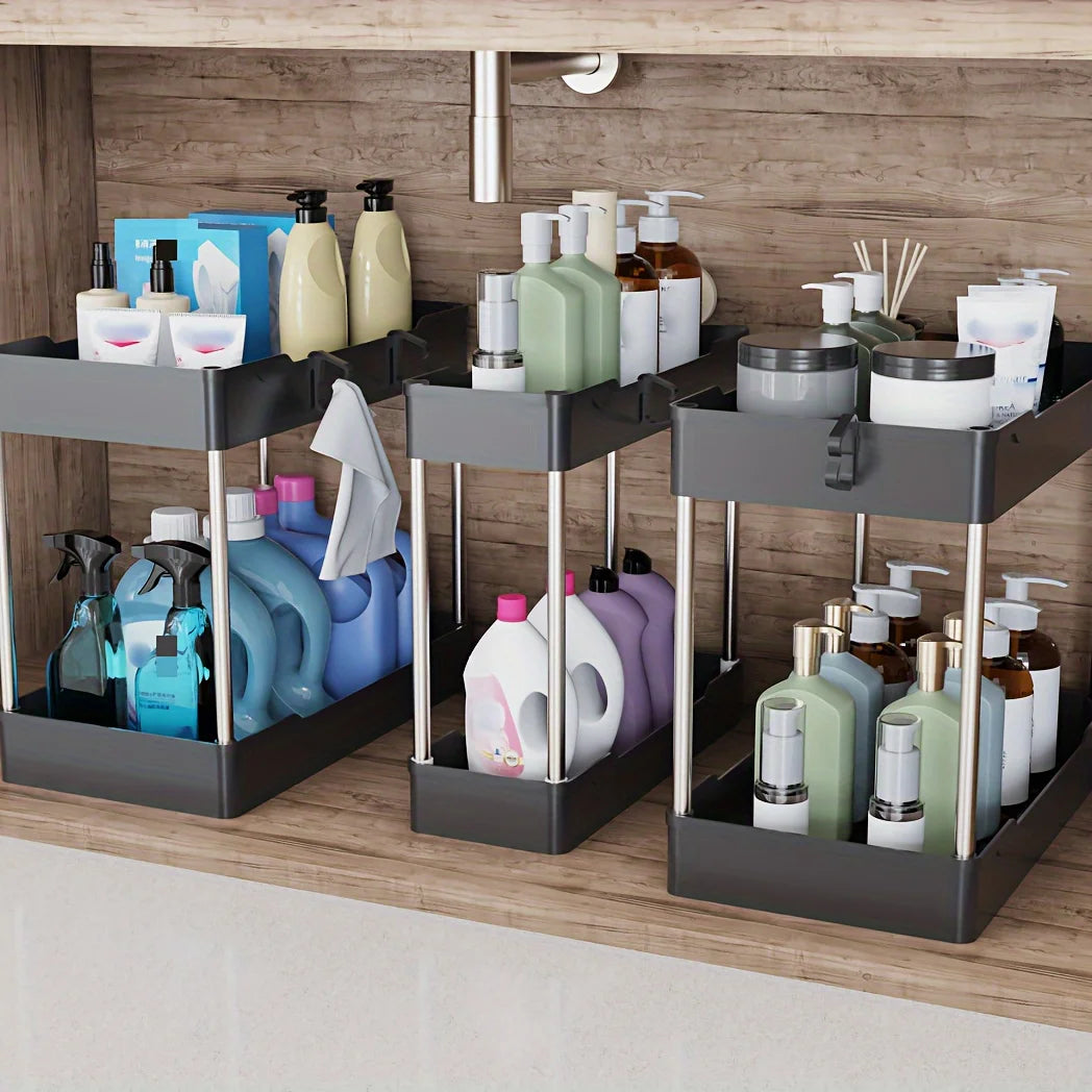 Under Bathroom Sink Organizer Trio Set For Countertop Storage