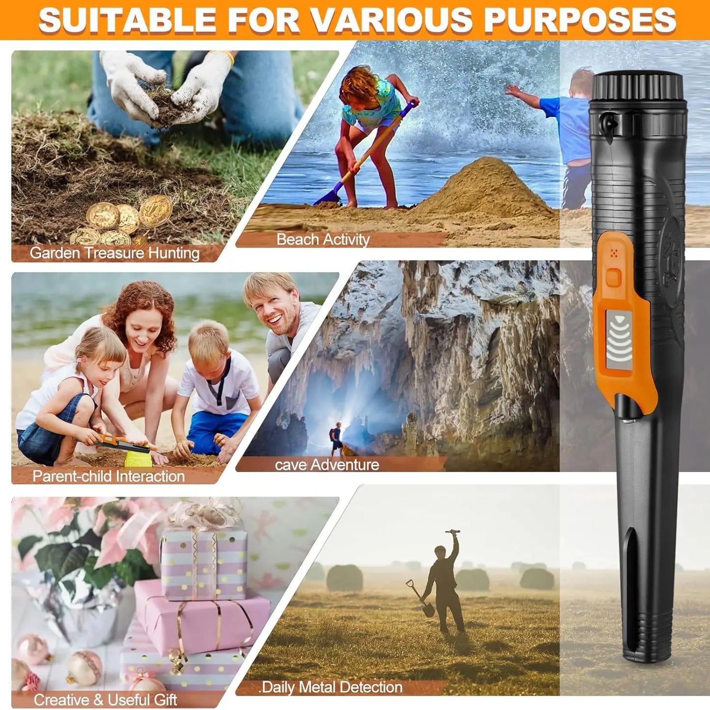 Fully Waterproof LCD Handheld Pinpointer Metal Detector With LED Flashlight