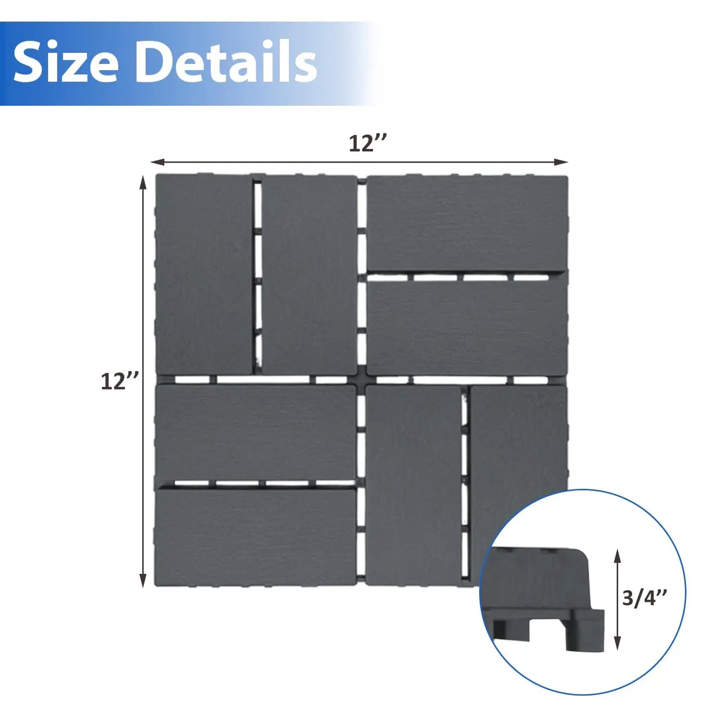 44-Piece Interlocking Plastic Floor Tiles For Garden And Patio