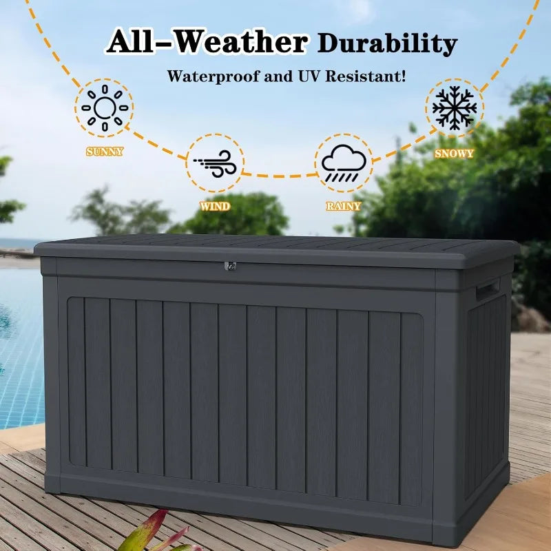 Lockable Resin Deck Box Outdoor Storage Waterproof UV Resistant