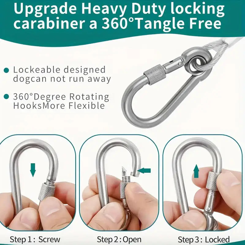 Stainless Steel Double Headed Dog Tie Out Cable Leash Buckle