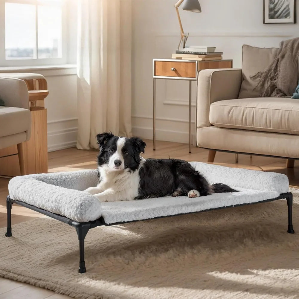DAFIFY Elevated Cooling Dog Bed With Removable Plush Washable Bolster