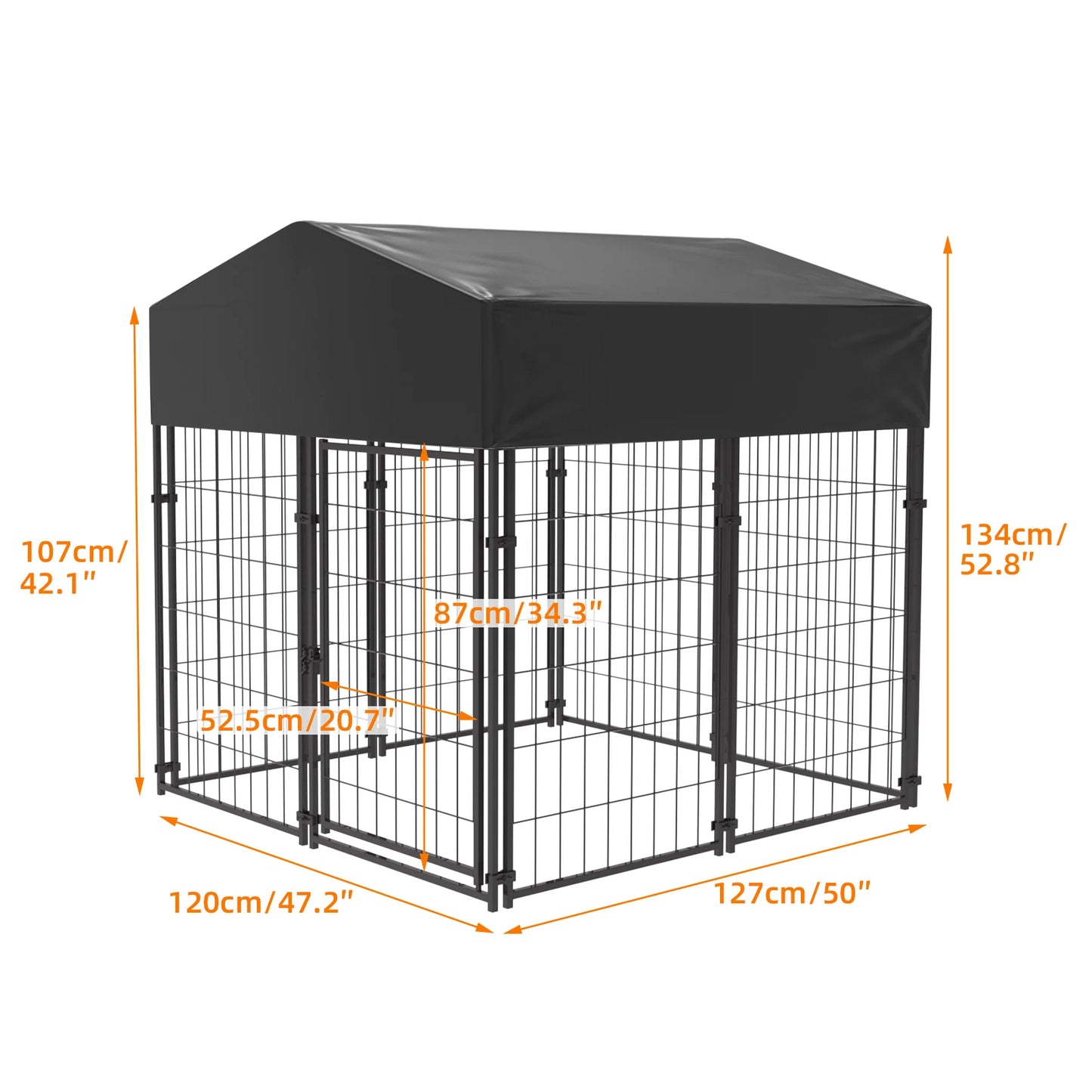 BINGOPAW Outdoor Dog Kennel Welded Wire Galvanized Weatherproof Canopy