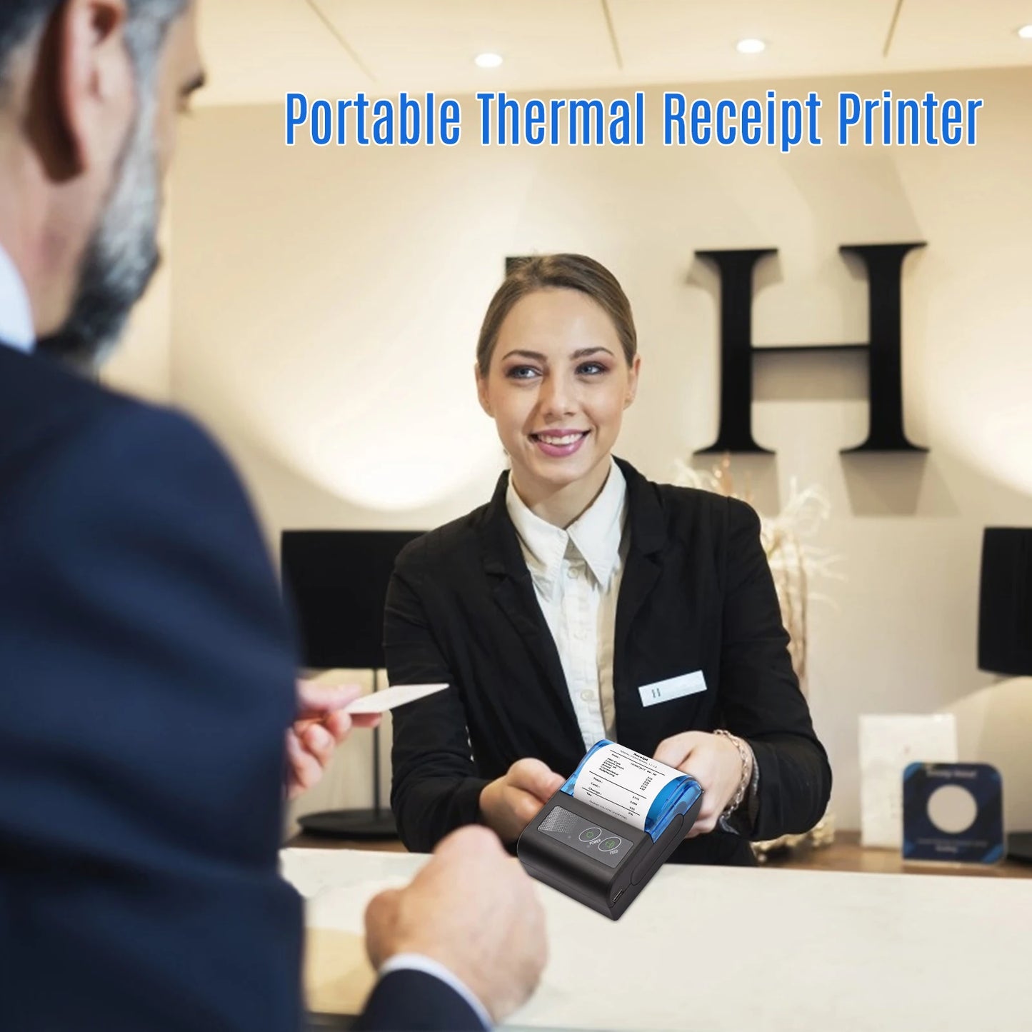 Meterk Bisofice Portable Mini Thermal Printer Wireless USB Receipt Printer