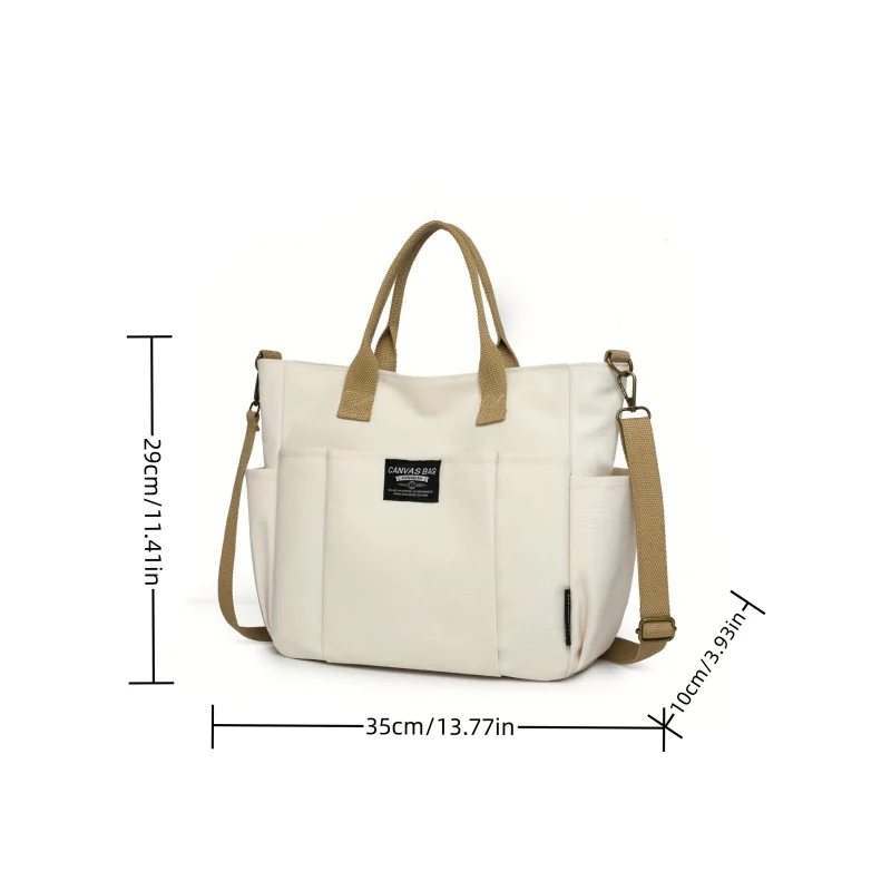 Womens Multi Pocket Nylon Tote Bag With Crossbody Function