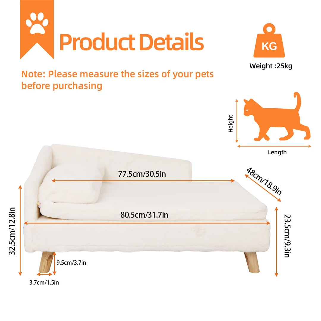BINGOPAW L Shape Dog Sofa Bed Cat Cushion With Plush Fabric