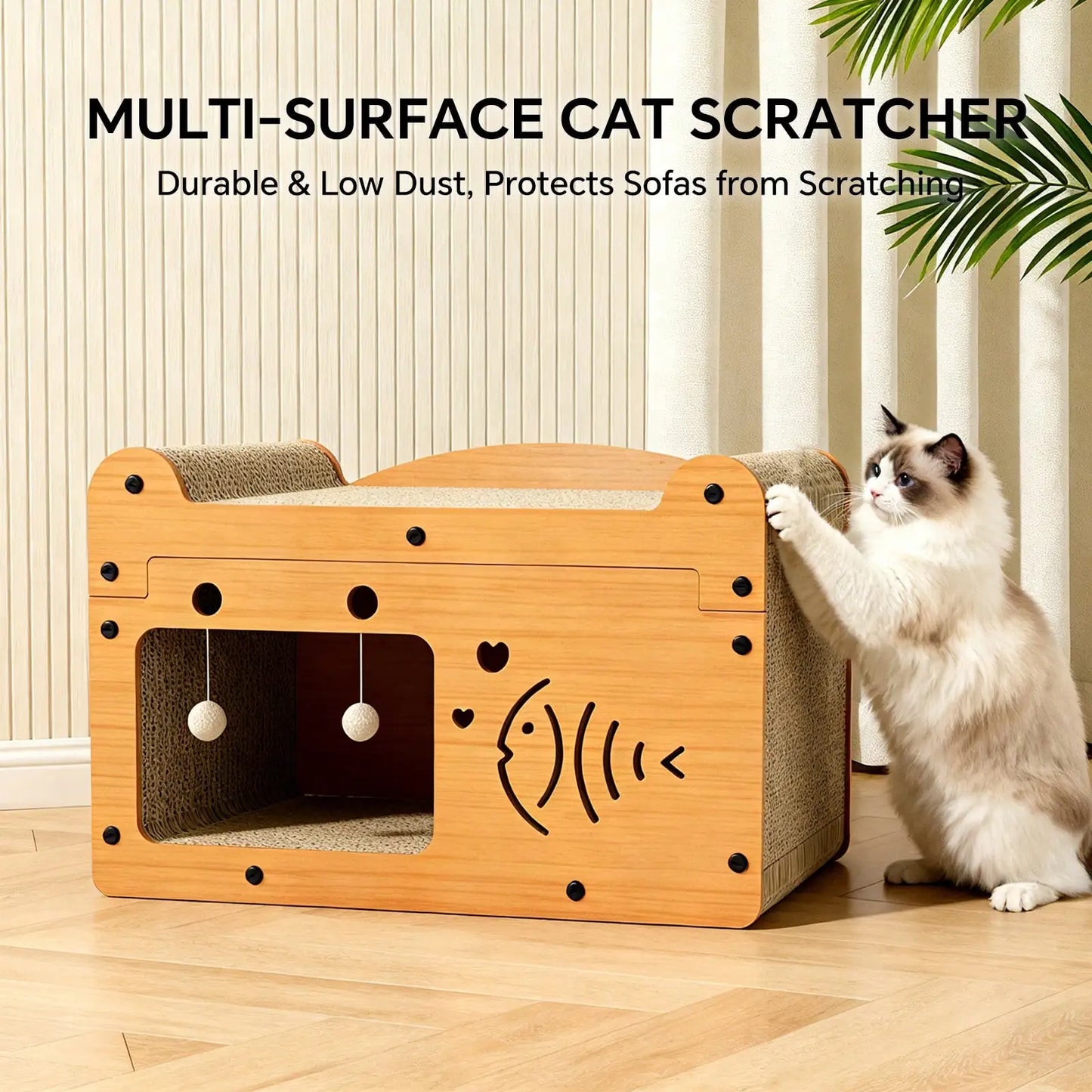 Cat Scratching Board And Resting Bed Durable Cardboard Scratcher