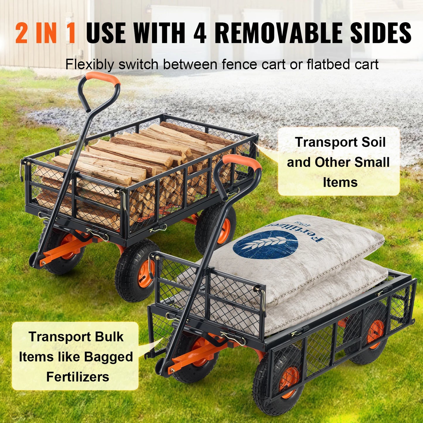 SucceBuy Garden Cart Sturdy Utility Wagon 400 880 Lbs Capacity