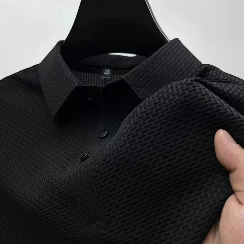 Men's Business Casual Short Sleeve Polo Shirt Breathable Summer Top