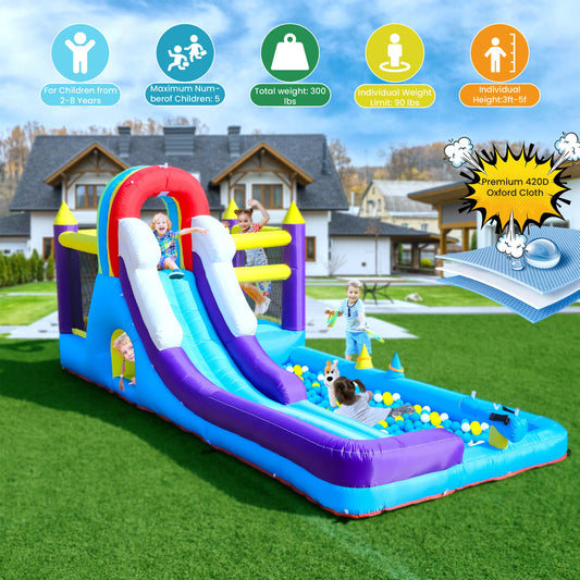 RTS Inflatable Water Slide Bounce House With Splash Pool For Kids Backyard Party