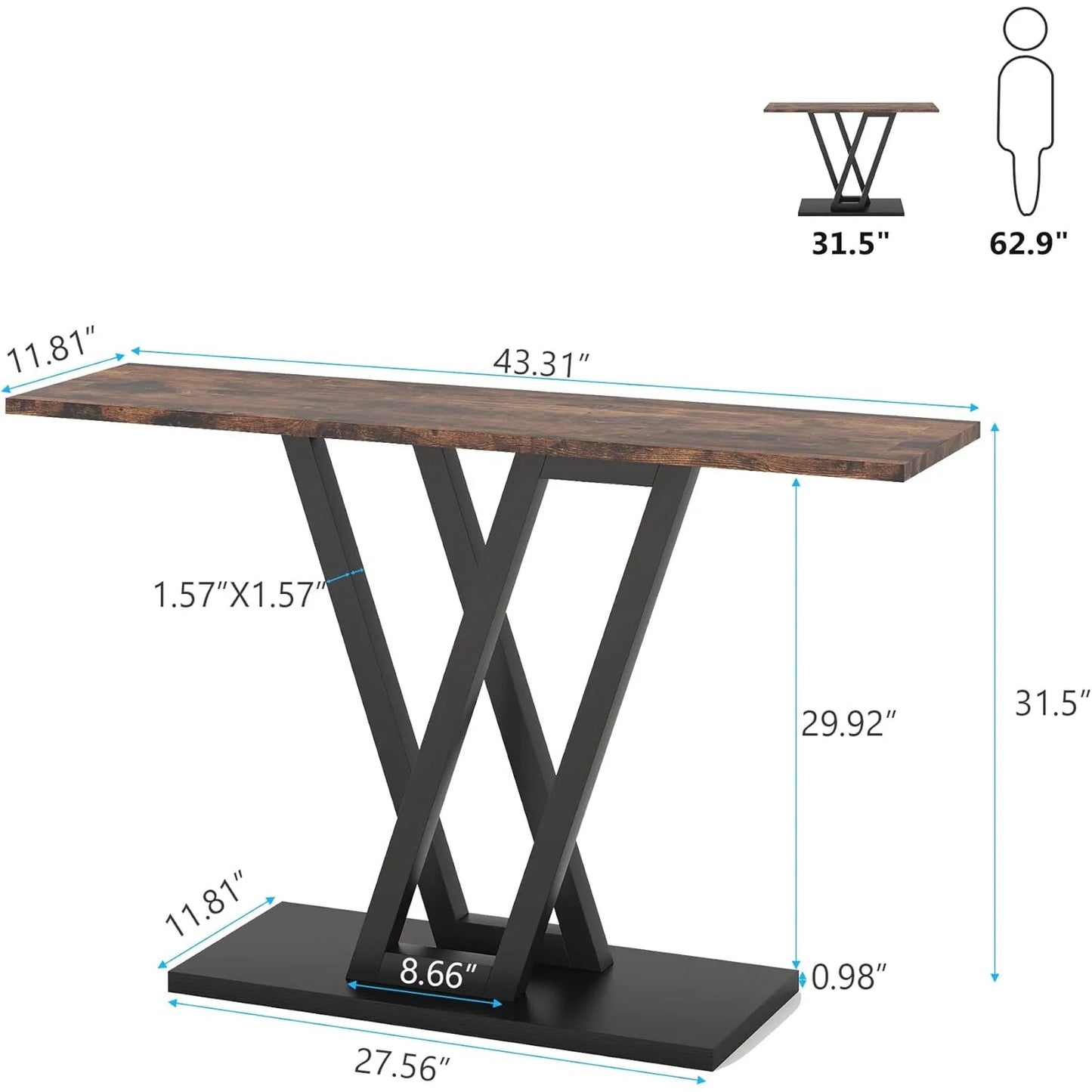 Little Tree Console Table Industrial Hallway Sofa Table Entryway